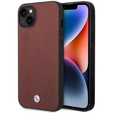 BMW Futrola BMHCP14S22RFGR, za iPhone 14 6,1", kožna, dijamantni uzorak, bordo crvena
